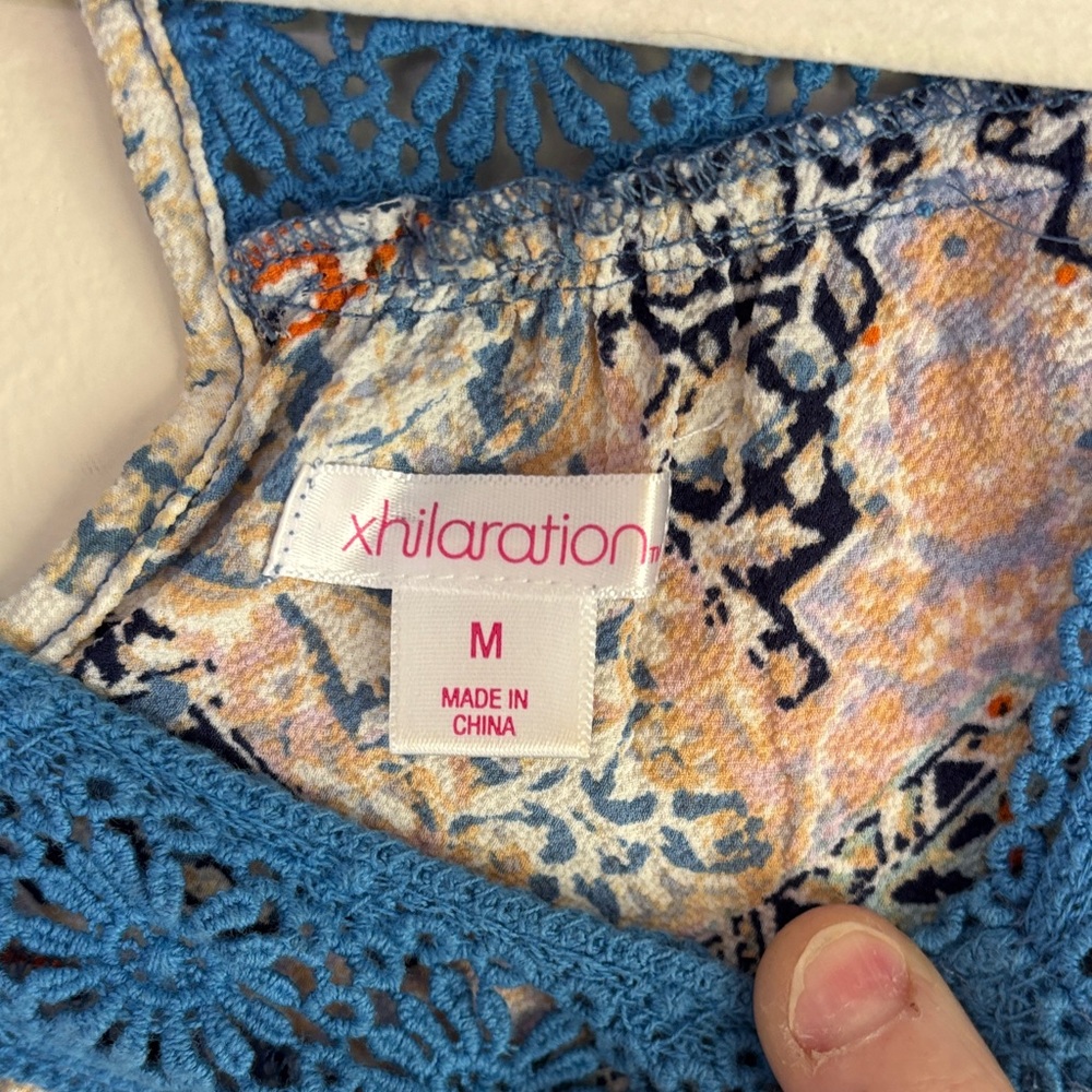 Xhilaration Blue and Orange Crochet Dress - Picture 2 of 4